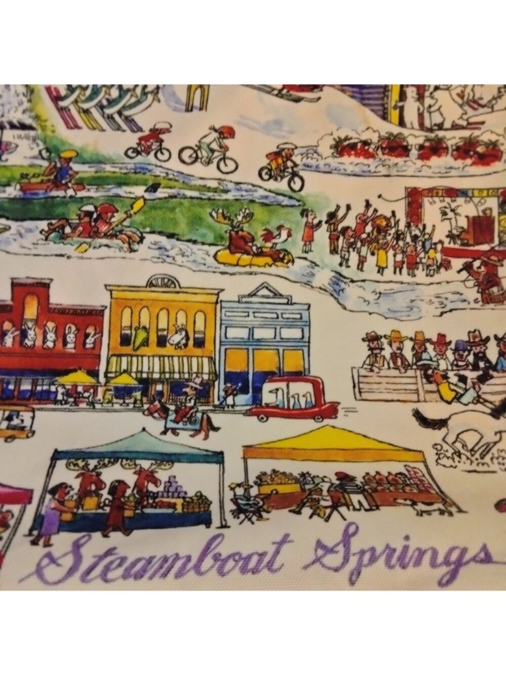 Steamboat Springs Tote Bag Colorful Western Town Graphic Artist Larry Day - Picture 2 of 9